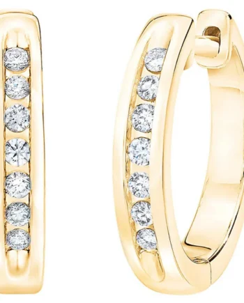 0.12ctw Round Brilliant Cut Diamond Hoop Earrings, 14ct Yellow Gold