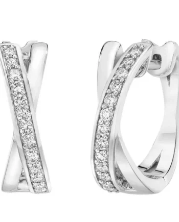 0.25ctw Cross Hoop Diamond Earrings, 14ct White Gold