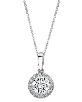 0.36ctw Round Brilliant Cut Diamond Halo Pendant, 14ct White Gold