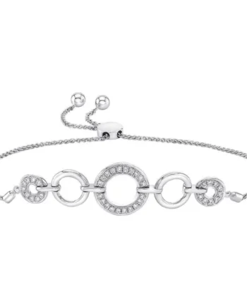 0.40ctw Round Brilliant Cut Diamond Bolo Bracelet, 14ct White Gold