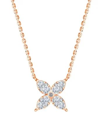 0.50ctw Round Brilliant Cut Diamond Flower Necklace, 14ct Rose Gold
