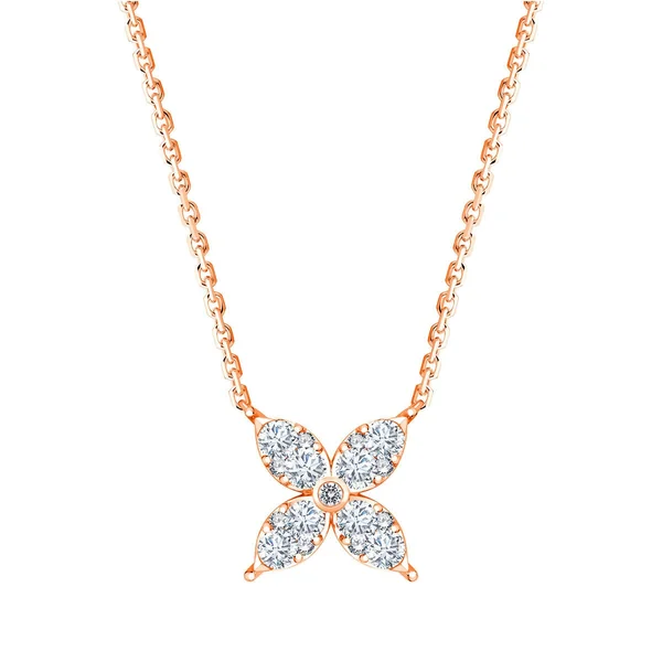 0.50ctw Round Brilliant Cut Diamond Flower Necklace, 14ct Rose Gold