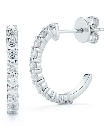 0.60ctw Round Brilliant Cut Diamond Hoop Earrings, 14ct White Gold