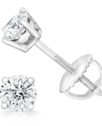 0.70ctw Round Brilliant Cut Diamond Stud Earrings, 18ct White Gold