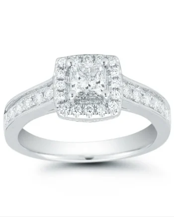 0.90ctw Princess and Round Brilliant Cut Diamond Ring, 14ct White Gold