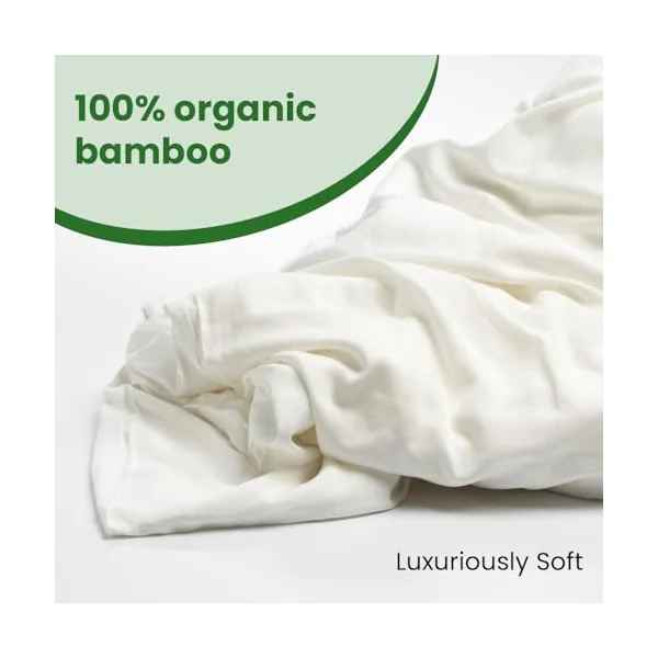 100% Bamboo Baby Bedding Set – 3 Piece Cot Set Includes Duvet Cover (150x120cm), Pillowcase (40x60cm) & Fitted Sheet (140x70x14.5cm) – Organic, Un-Dyed, Hypoallergenic, White