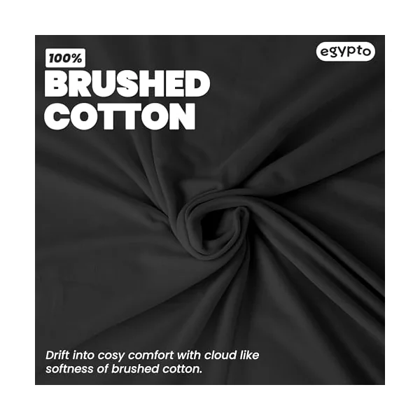 100% Brushed Cotton Cot Duvet Cover – Soft Thermal Flannelette Baby Bed Duvet Cover – Breathable & Hypoallergenic Warm Comforter – Winter Bedding Baby Quilt Cover (Black, Cot)