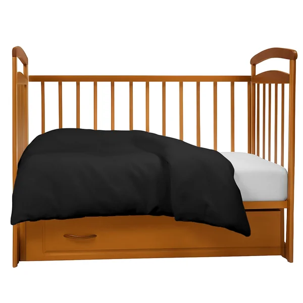 100% Brushed Cotton Cot Duvet Cover – Soft Thermal Flannelette Baby Bed Duvet Cover – Breathable & Hypoallergenic Warm Comforter – Winter Bedding Baby Quilt Cover (Black, Cot)