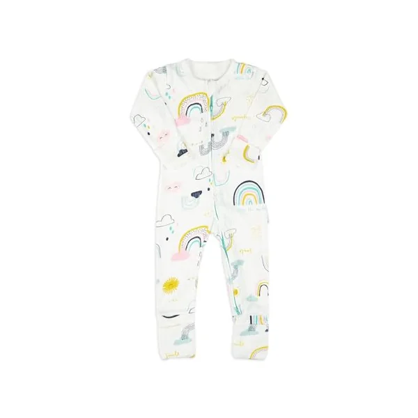 100% Cotton, Two-Way Zipper Baby Sleepsuit for Boys and Girls, Footless with Fold Over Cuffs on Hands and Feet