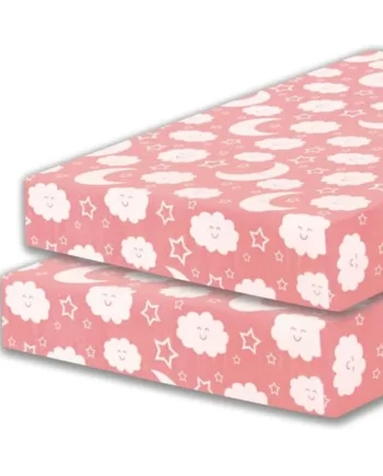 100% Egyptian Cotton Cot Bed Fitted Sheet Thread Count 200 2 Pack - 60x120-pink moon