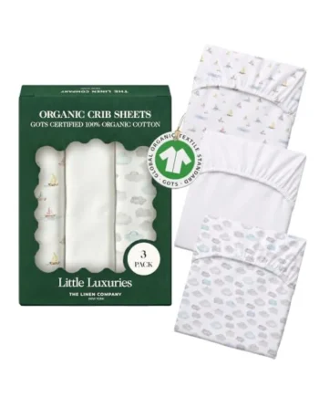 100% Organic Cotton Cot Bed Sheets, 70 x 140 cm, Watercolors, 3-Pack | GOTS Certified, Soft Fitted Sheets for Mini Mattress & Pack n Play, 6" Deep Pocket with Secure Elastic Fit, boys & girls