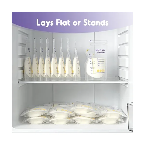 100 Pcs Breast Milk Storage Bag 250ml with a Black Marker | No Leak Milk Storage Bags, Store Flat or Stand, Pre-sterilised, BPA Free Breastmilk Storage Bag with Pour Spout for Freezer