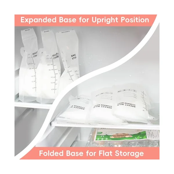 100 Pcs Breast Milk Storage Bags, 250ml Milk Storage Bags for Breastfeeding | BPA & BPS Free Breastmilk Storage Bag Sterile Breast Milk Freezer Bags Pre-sterilised Breast Milk Pouches & Containers
