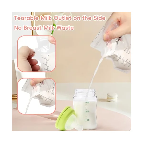 100 Pcs Breast Milk Storage Bags, 250ml Milk Storage Bags for Breastfeeding | BPA & BPS Free Breastmilk Storage Bag Sterile Breast Milk Freezer Bags Pre-sterilised Breast Milk Pouches & Containers