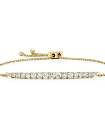1.00ctw Round Brilliant Cut Diamond Bolo Bracelet, 14ct Yellow Gold