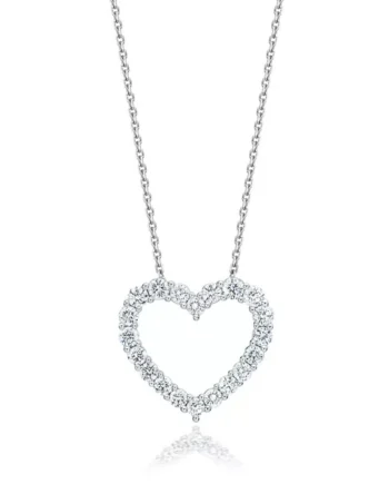 1.00ctw Round Brilliant Cut Diamond Heart Pendant, 14ct White Gold