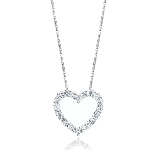 1.00ctw Round Brilliant Cut Diamond Heart Pendant, 14ct White Gold