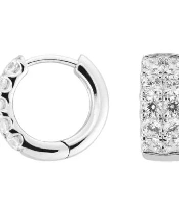 1.00ctw Round Brilliant Cut Diamond Hoop Earrings, 14ct White Gold