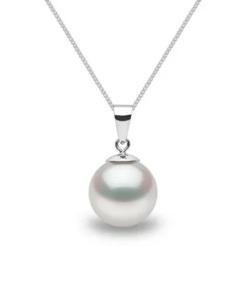 10-10.5mm Cultured Freshwater White Pearl Pendant, 18ct White Gold