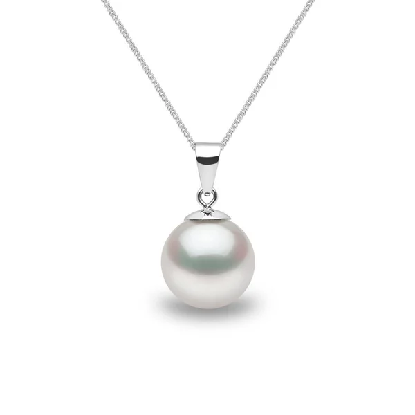 10-10.5mm Cultured Freshwater White Pearl Pendant, 18ct White Gold