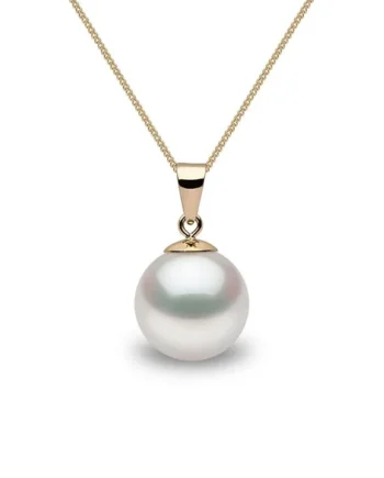 10-10.5mm Cultured Freshwater White Pearl Pendant, 18ct Yellow Gold