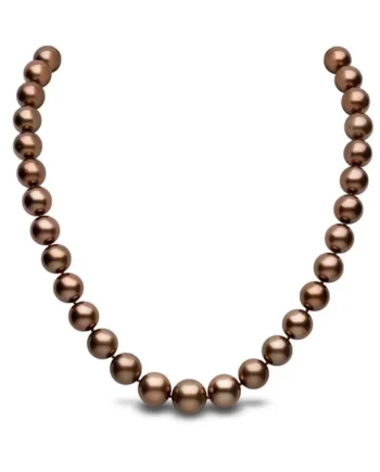 10-12mm Treated Tahitian Chocolate Pearl Necklace, 18ct Yellow Gold