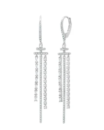 1.04ctw Round Brilliant Cut Diamond Dangle Earrings, 18ct White Gold