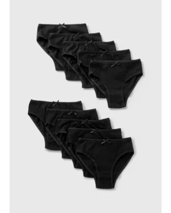 10 Pack Girls Black Knickers (2-13yrs)
