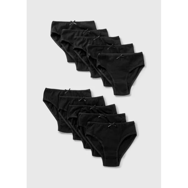 10 Pack Girls Black Knickers (2-13yrs)