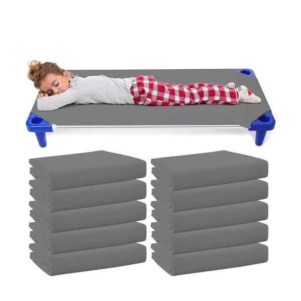 10 Pack Nursery Cot Sheets 130 x 60 cm Grey Standard Size Children Bed Sheet Breathable Microfiber Nap Fitted Sheets Cover for Daycare Preschool Kids Toddler Boys Girls