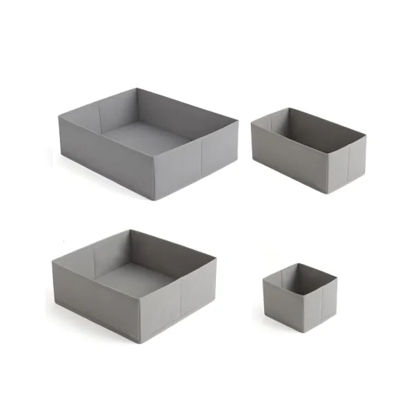 10 Pack Washable Drawer Organizer, Odorless Oxford Cloth Closet Organizers and Large Storage Bins with Solid Bottom Board, Foldable Dresser Dividers for Underwear, Socks, Baby Clothing-Grey