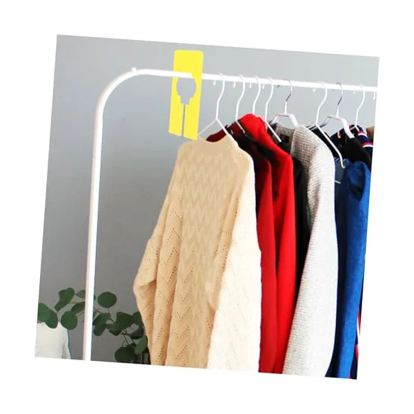 10pcs Yellow Plastic Closet Rack Dividers for Clothing Storage, Not Easy to Break, Fit Most Square, Rectangular Or round Tubes, for Nursery and Store Wardrobe Organisation