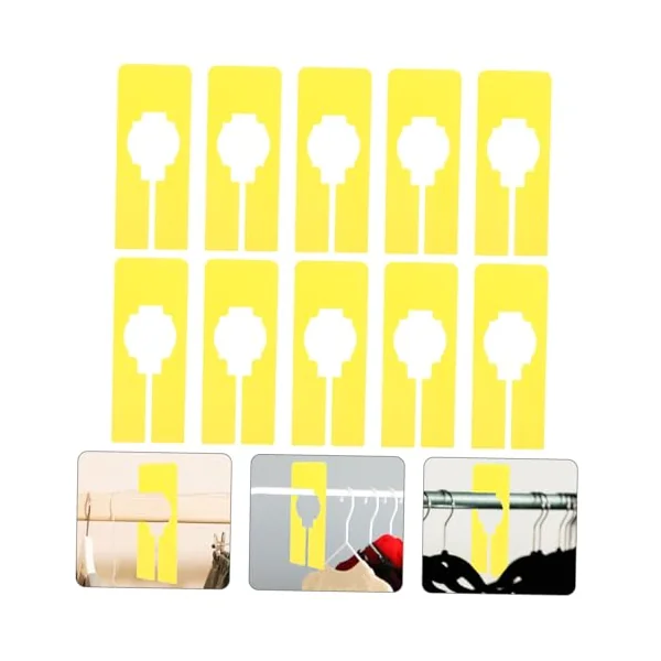 10pcs Yellow Plastic Closet Rack Dividers for Clothing Storage, Not Easy to Break, Fit Most Square, Rectangular Or round Tubes, for Nursery and Store Wardrobe Organisation