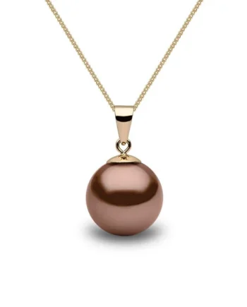 11-12mm Treated Tahitian Chocolate Brown Pearl Pendant, 18ct Yellow Gold