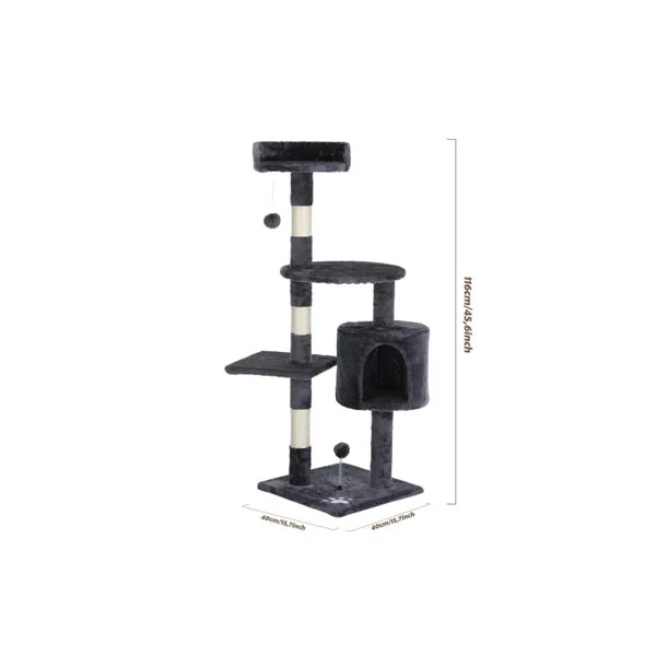 116cm Large Cat Scratching Post Strong Multilevel Cat Tree Tower Activity