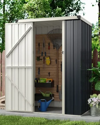 117 x 89 cm Metal Outdoor Storage Shed for Bike Garbage