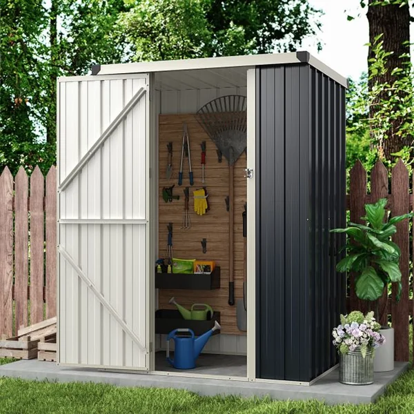 117 x 89 cm Metal Outdoor Storage Shed for Bike Garbage