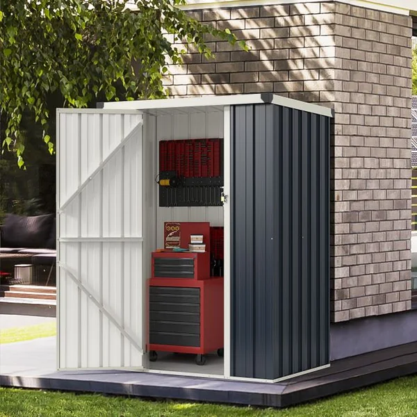 117 x 89 cm Metal Outdoor Storage Shed for Bike Garbage