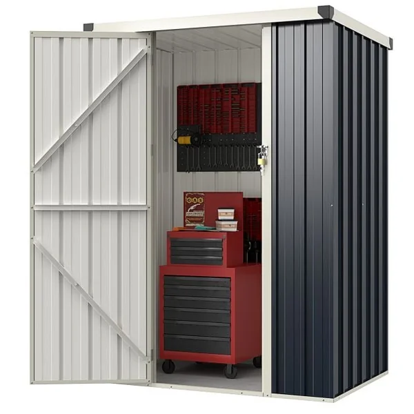 117 x 89 cm Metal Outdoor Storage Shed for Bike Garbage