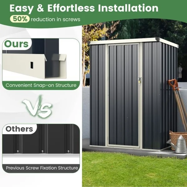 117 x 89 cm Metal Outdoor Storage Shed for Bike Garbage