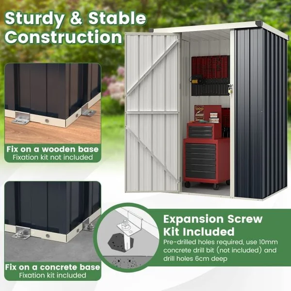 117 x 89 cm Metal Outdoor Storage Shed for Bike Garbage
