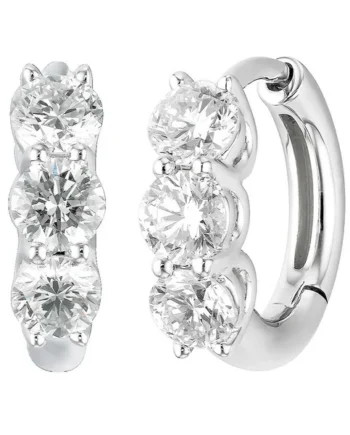 1.18ctw Round Brilliant Diamond Hoop Earrings, 14ct White Gold