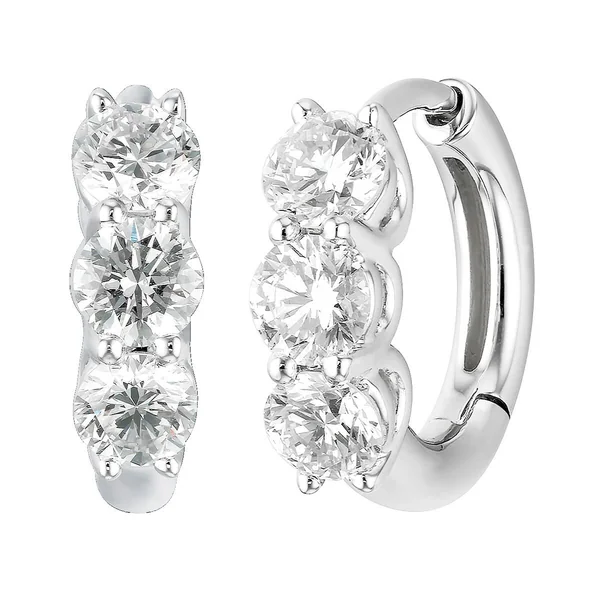 1.18ctw Round Brilliant Diamond Hoop Earrings, 14ct White Gold