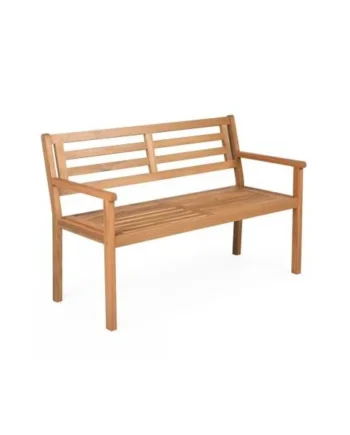 119 cm 2-Person Outdoor Loveseat Bench with Armrests and Backrest for Backyard