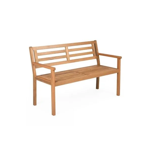119 cm 2-Person Outdoor Loveseat Bench with Armrests and Backrest for Backyard