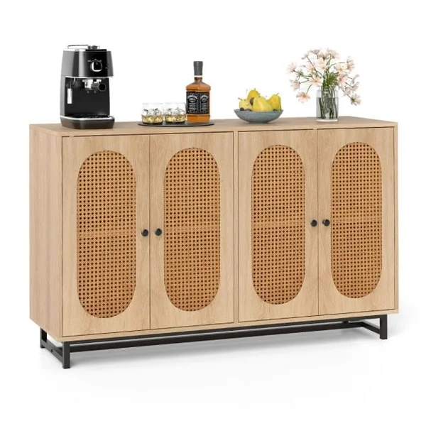 126cm Sideboard Buffet Cabinet with 4 Doors and Adjustable Shelves