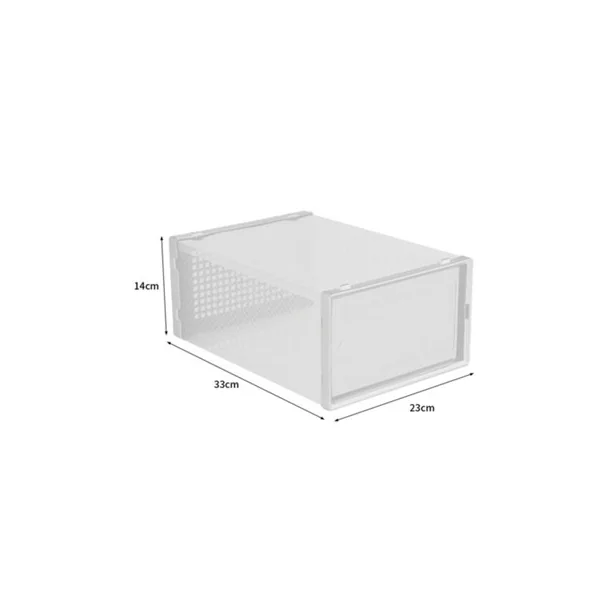 12 Pack White Stackable Clear Plastic Shoe Storage Boxes with Ventilation Holes