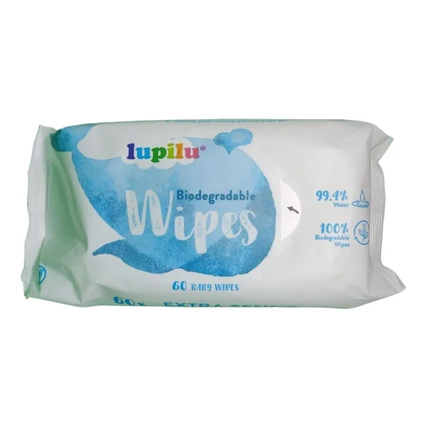 12 PACKS 99% Water Pure Newborn Baby Wipes SENSITIVE (60 wipes per pack) Biodegradable Made from 100% Plant Fibres LUPILU