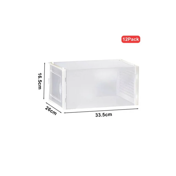 12 Pcs Clear Stackable Shoe Storage Box Plastic Shoe Organiser 36cm (W) x 26cm (D) x 16.5cm (H)