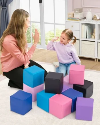 12 PCS Foam Building Blocks 5.5" x 5.5" Colorful Climbing Foam Soft Cubes for Kids